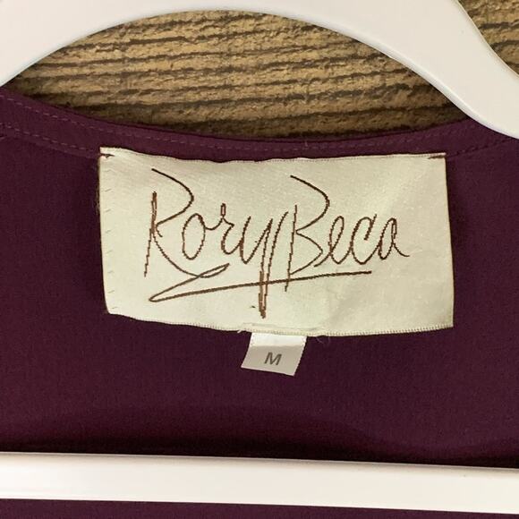 Rory Beca 100% Silk Purple Wrap Romper Short Sleeve Shorts Size Medium - Picture 10 of 13